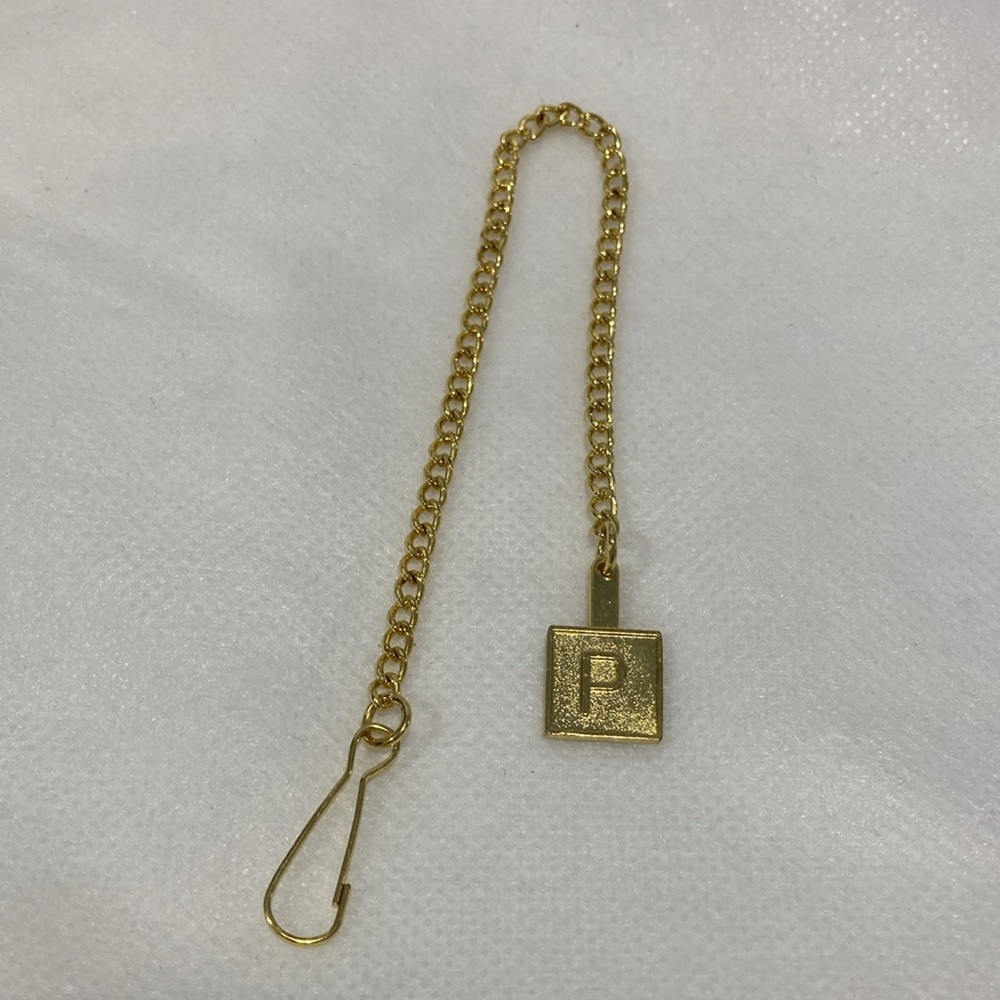 Palazzo Goldtone Souvenir Square “P & V” Key Fob & Chain